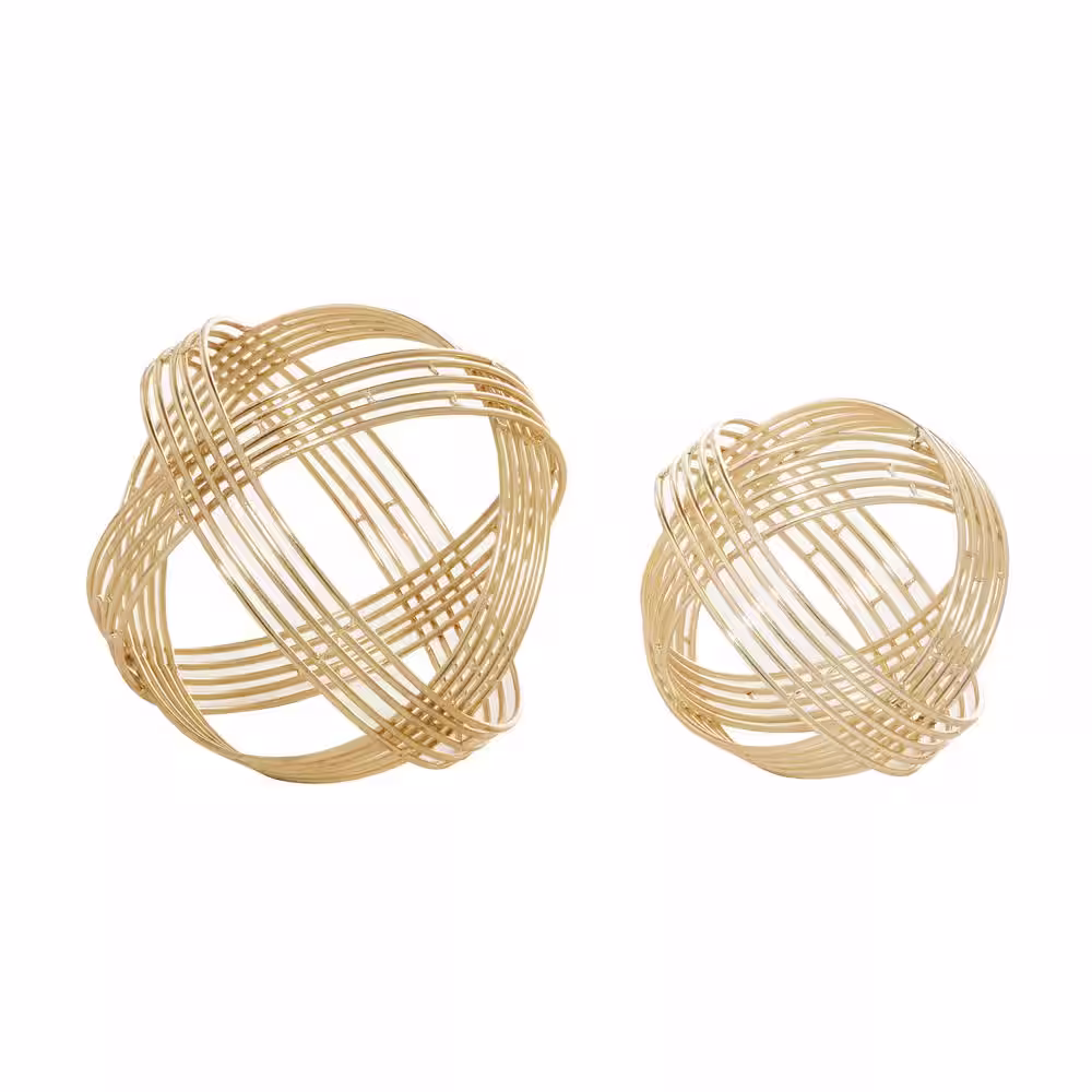 Litton Lane Gold Metal Geometric Sculpture (Set of 2)