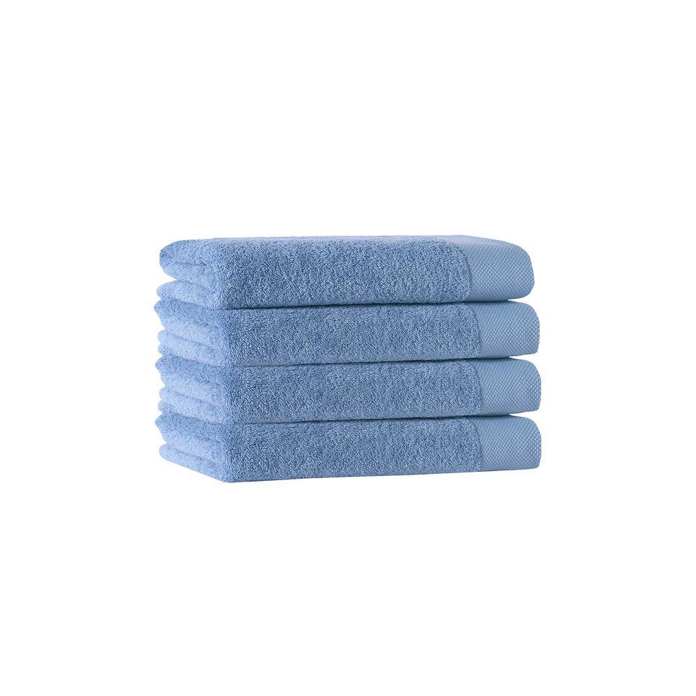None Signature 4-Pieces Aqua Turkish Cotton Hand Towels