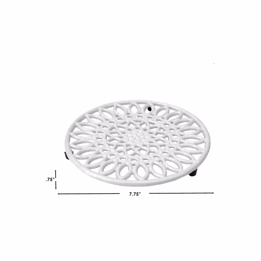 Home Basics Sunflower Heavy Weight Cast Iron Trivet, White