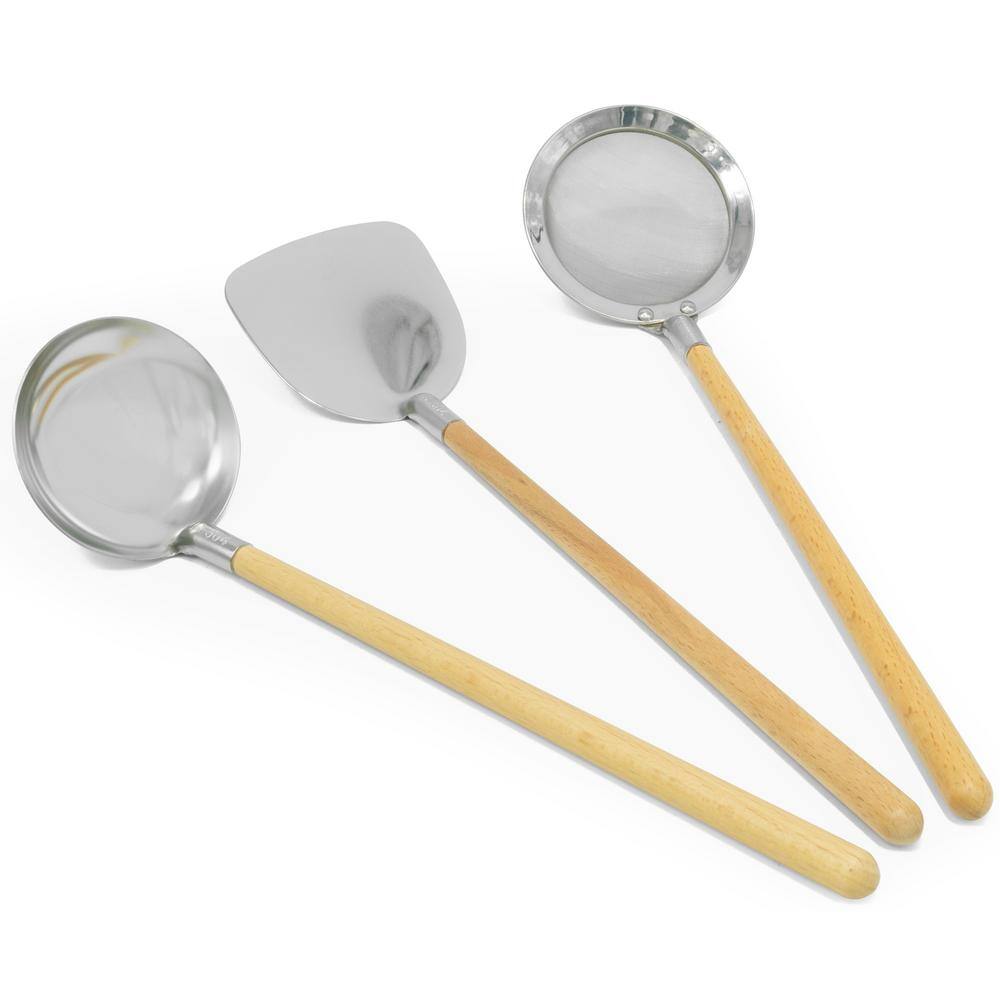 ExcelSteel 3-Peice Stainless Steel Turner Ladle Set with Wooden Handle
