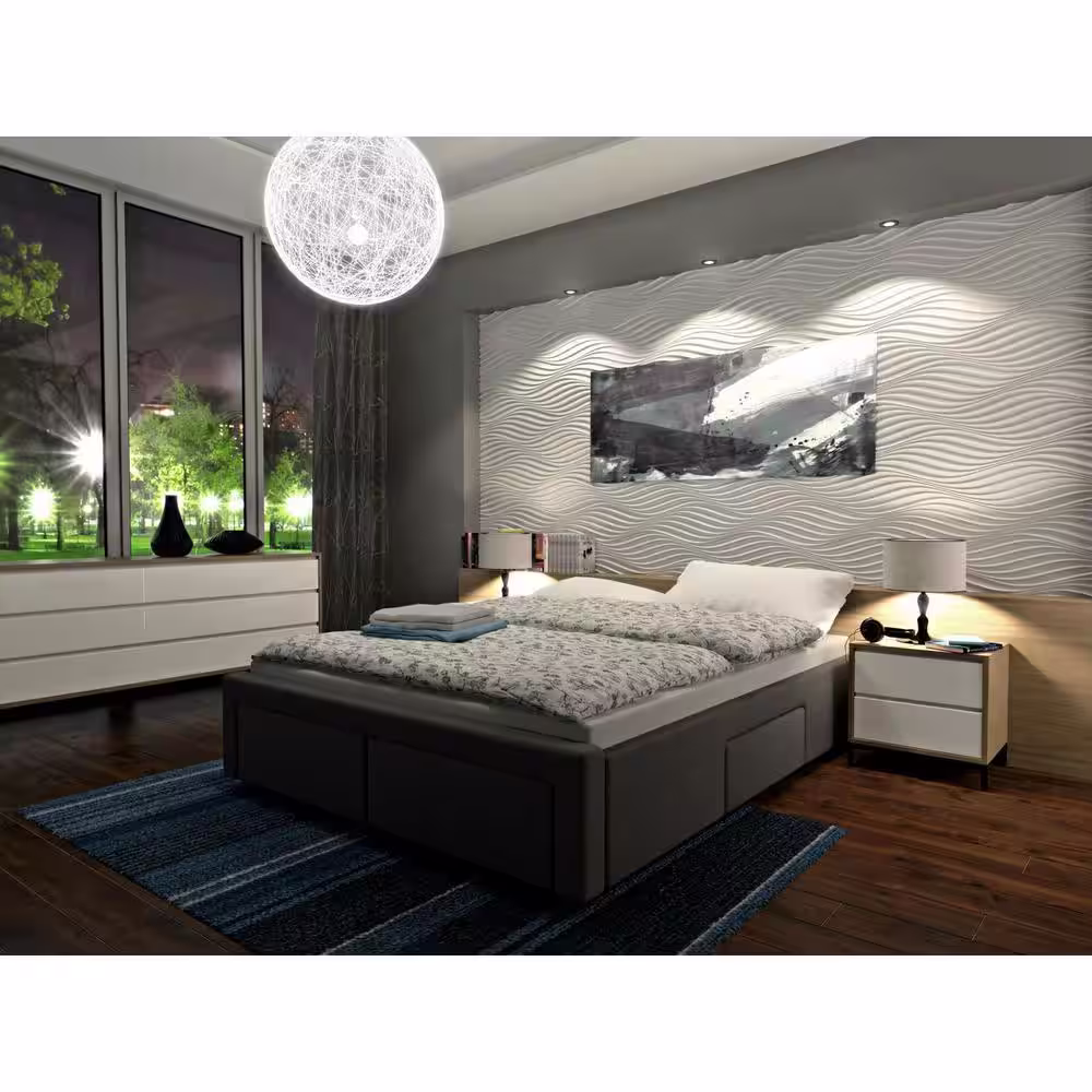 A La Maison Ceilings Wind Plain White 2 ft. x 2 ft. Seamless Foam Glue-up 3D Wall Panel (24 sq. ft./case)