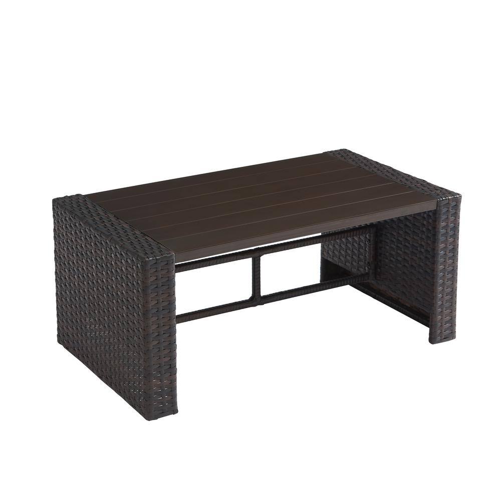 None 4-Piece Wicker Patio Conversation Set with Orange Cushions