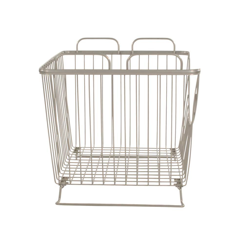 Spectrum Ashley 12.625 in. W x 11 in. D x 10.75 in. H Large Stacking Basket in Satin Nickel PC