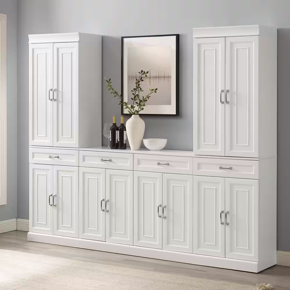 CROSLEY FURNITURE Stanton 3-Piece White Pantry Set with Sideboard