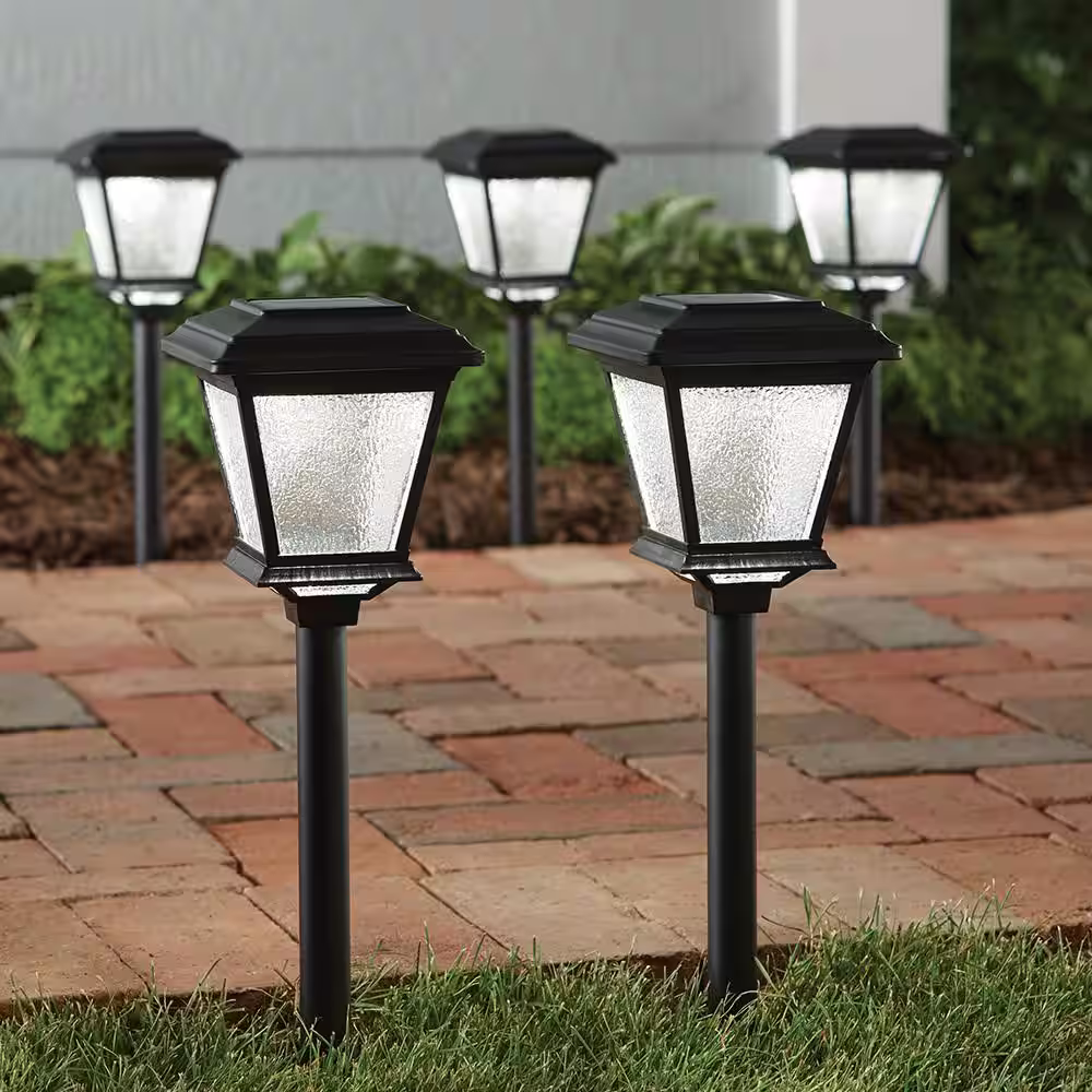 Hampton Bay Solar 15 Lumens Black Outdoor Integrated LED Landscape Path Light (6-Pack); Weather/Water/Rust Resistant
