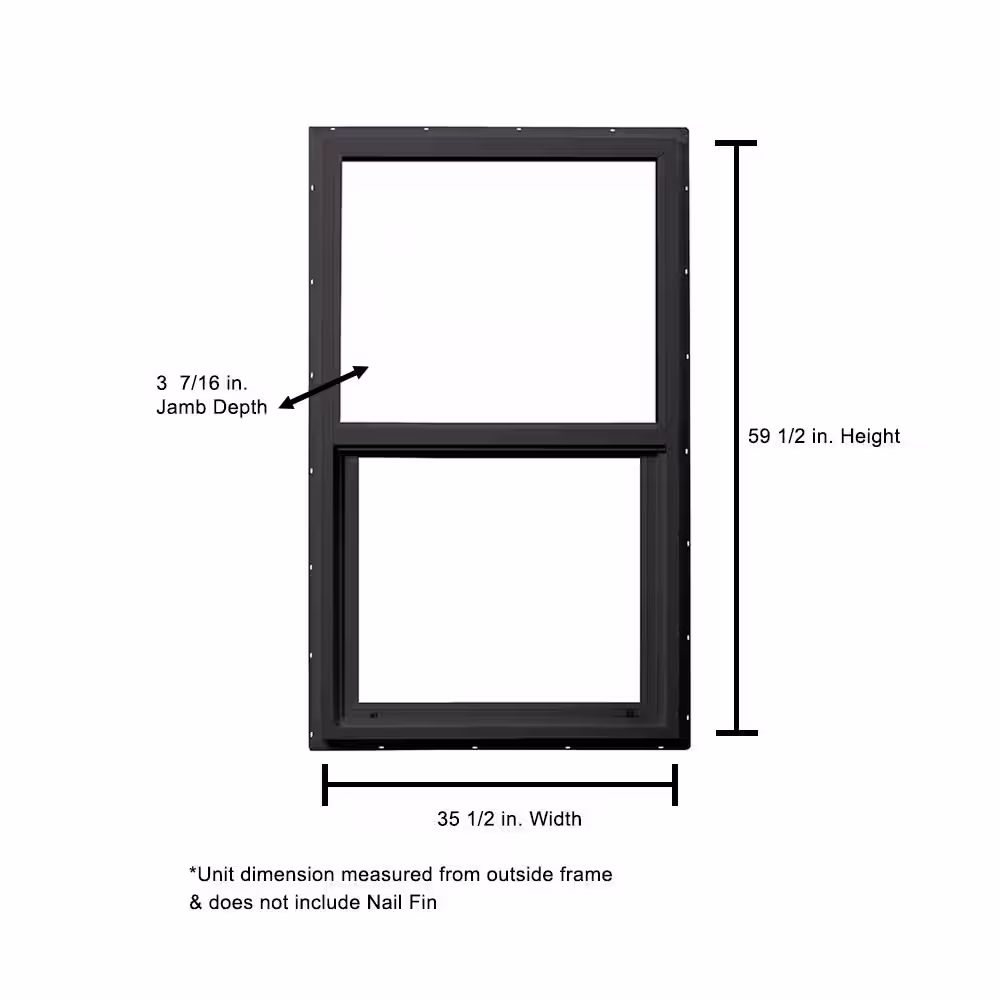 Ply Gem 35.5 in. x 59.5 in. Select Series Vinyl Single Hung Black Window with HP2+ Glass