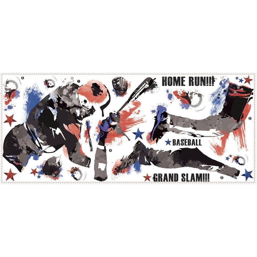RoomMates 32.5 in. x 32.7 in. Baseball Champion Giant Peel and Stick Wall Decal