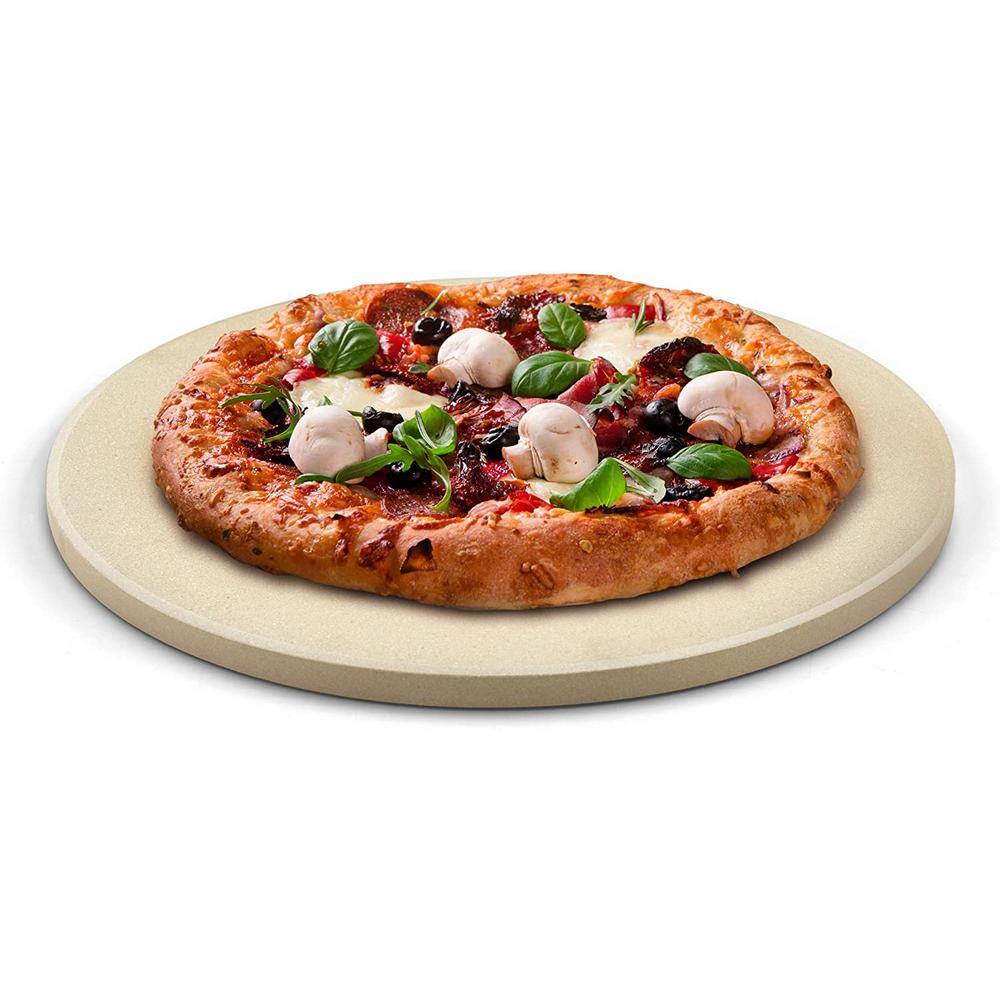 Cook N Home 16 in. x 5/8 in. Round Thick Cream Pizza Grilling Baking Stone