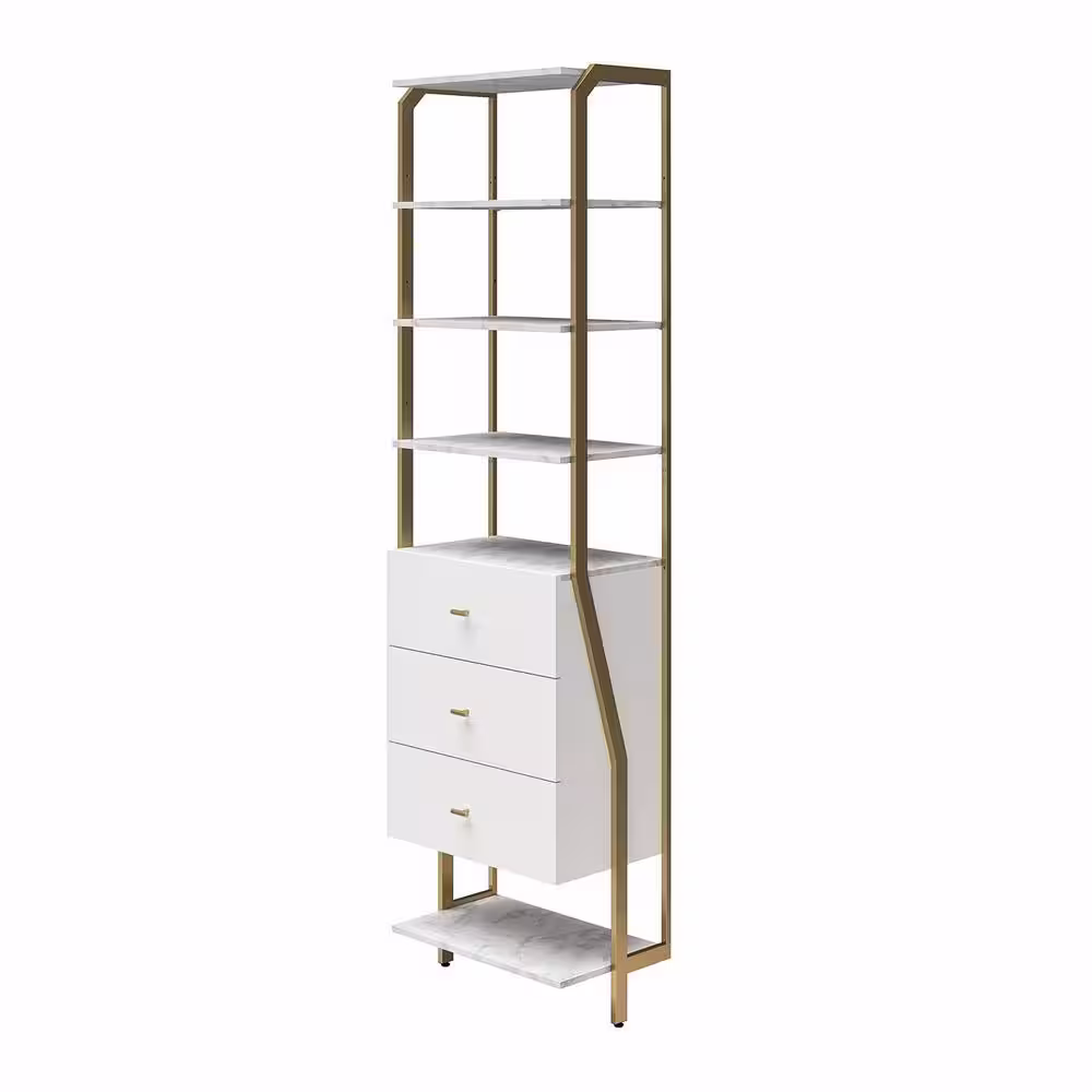 CosmoLiving by Cosmopolitan Gwyneth 24 in. W Wall Mount Wood Closet System Closet, White Marble