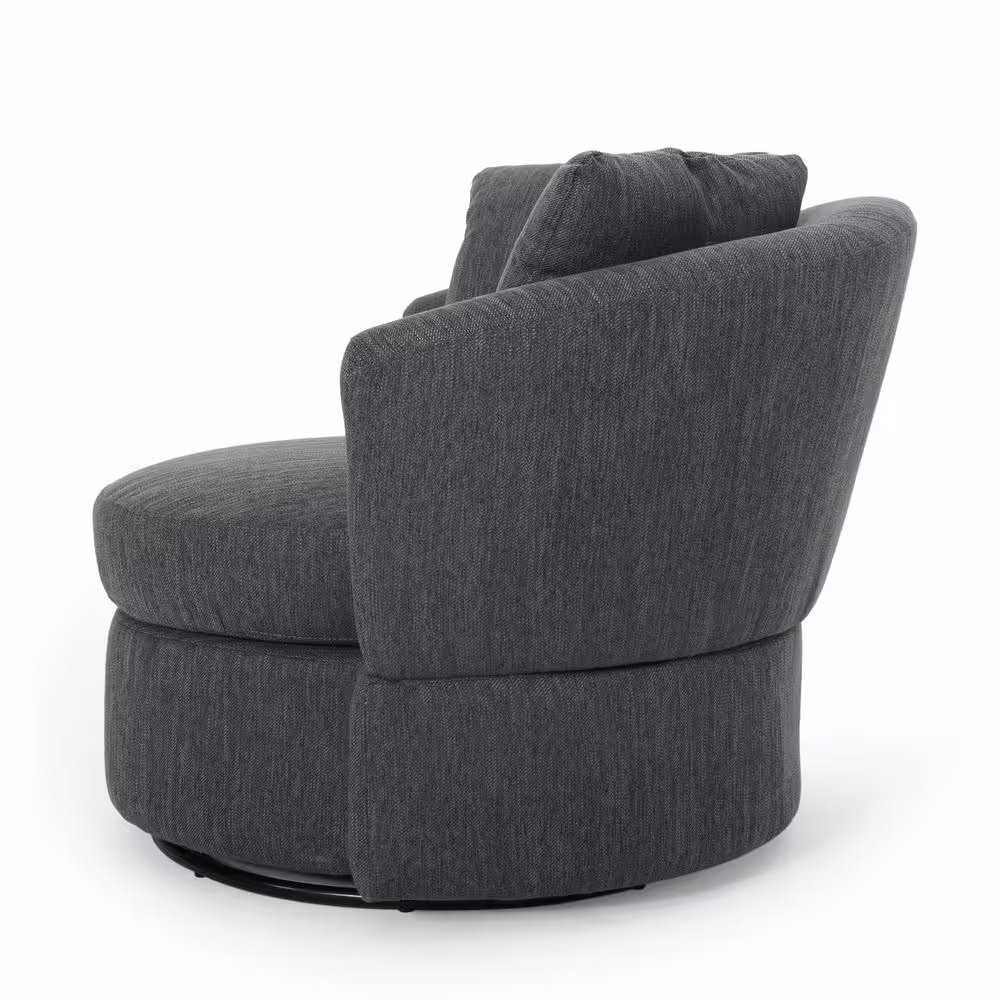 Noble House Candler Beige and Black Fabric Swivel Club Chair