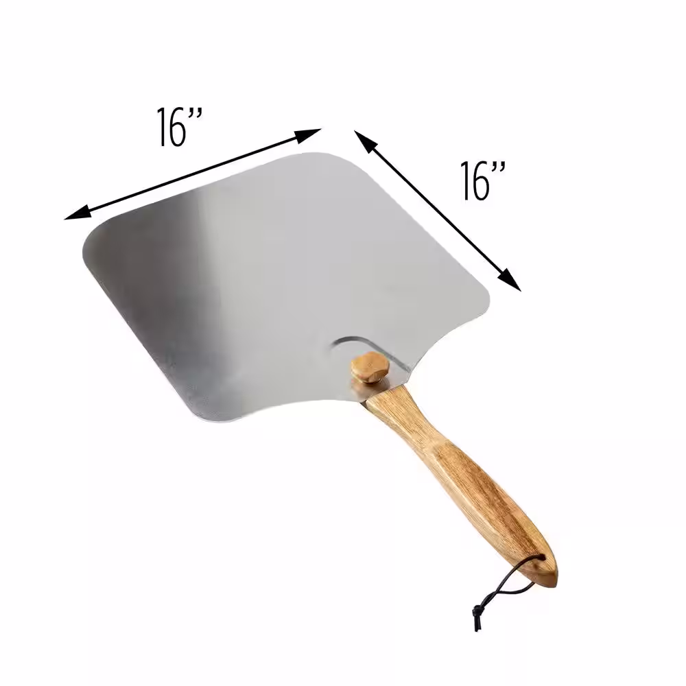 Old Stone Pizza Kitchen 14 in. x 16 in. Aluminum Foldable Pizza Peel with Wood Handle