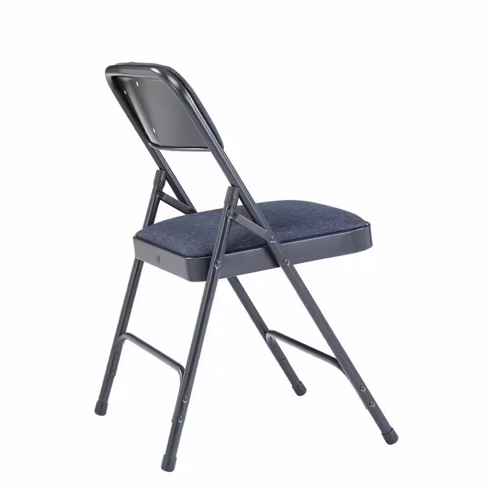 National Public Seating Blue Fabric Padded Seat Stackable Folding Chair (Set of 4)