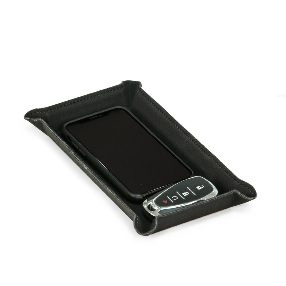 BEY-BERK Black Leatherette Rectangular Valet