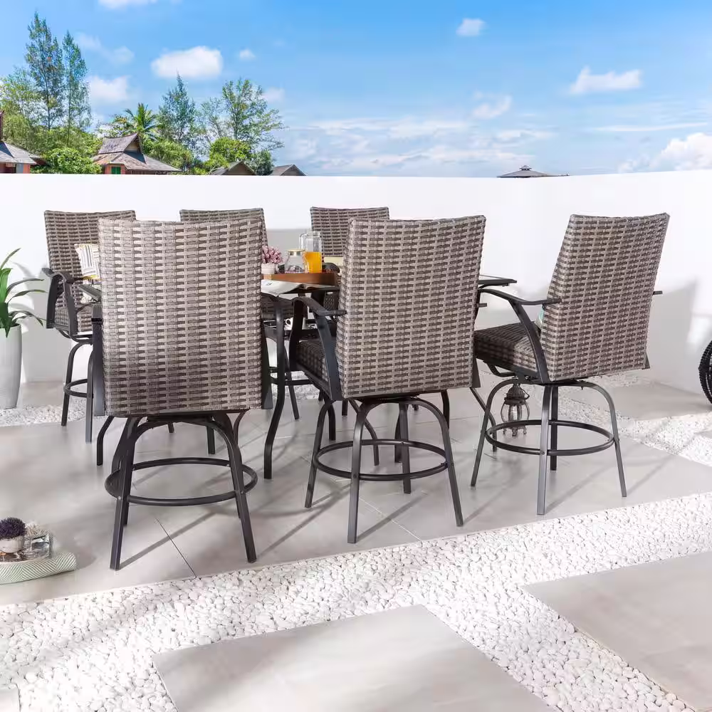Patio Festival 9-Piece Wicker Bar Height Outdoor Dining Set