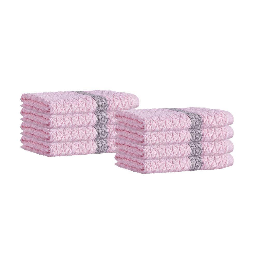 None Anton 8-Pieces Pink Turkish Cotton Wash Towels