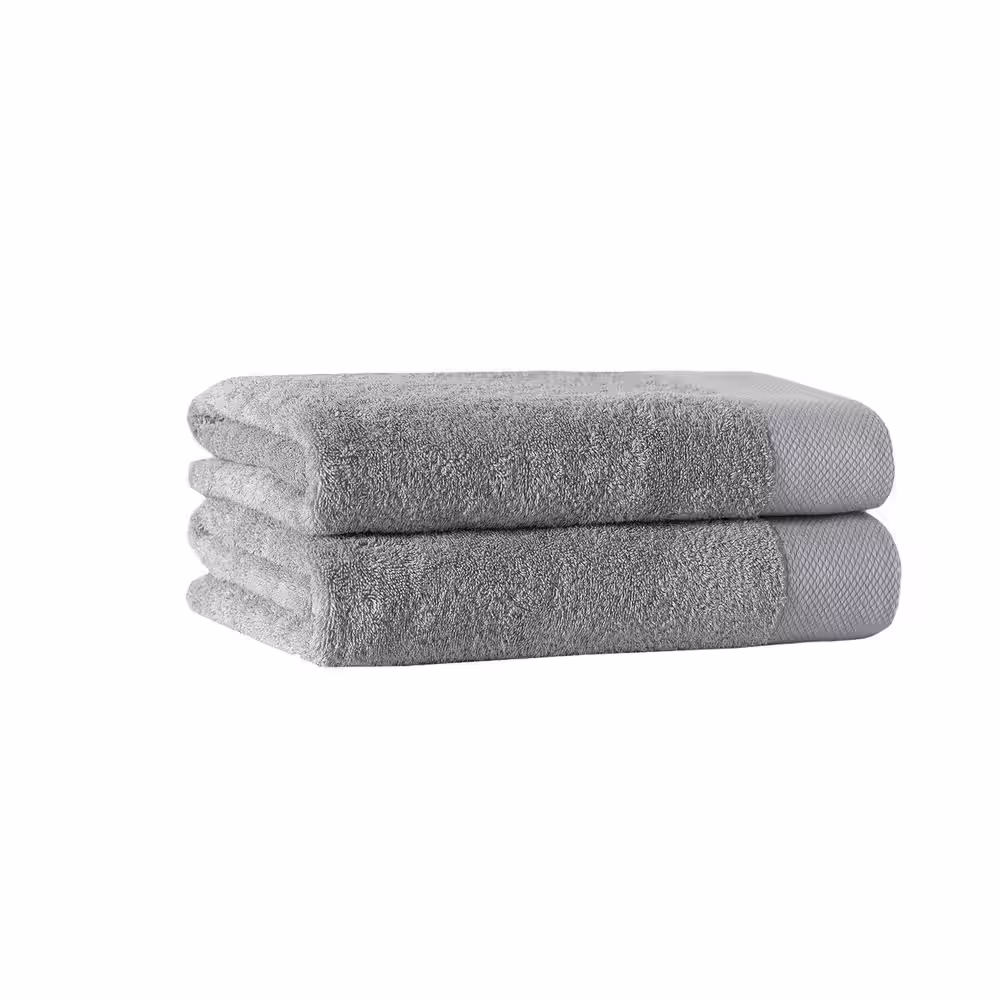 None Signature 4-Piece Silver Turkish Cotton Bath Towels