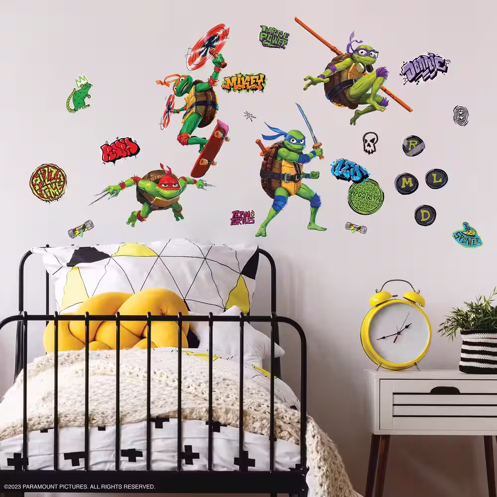 RoomMates TeenageÂ MutantÂ Ninja TurtlesÂ Green MutantÂ MayhemÂ Vinyl Peel and Stick Wall Decals