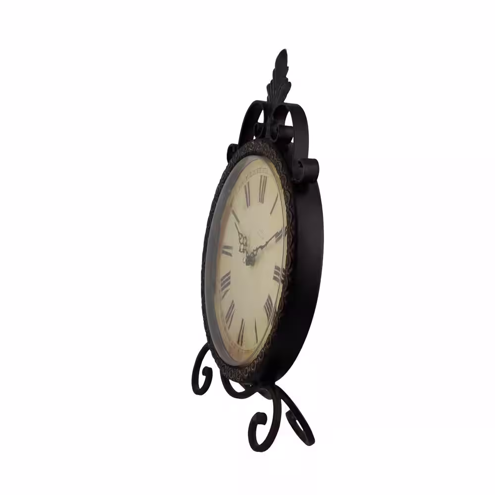 Litton Lane Brown Metal Scroll Analog Clock