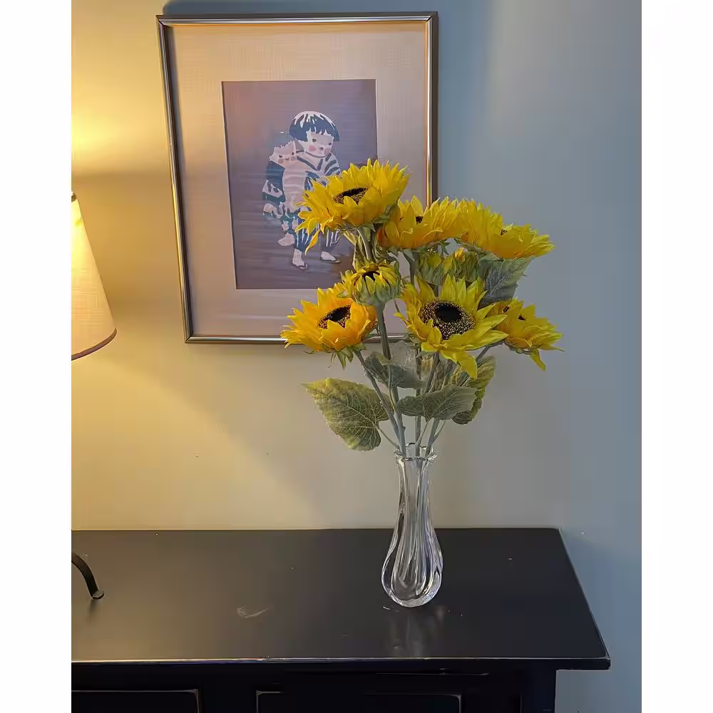 None 25 in. Artificial Sunflower Bush with 6 in. Artificial Flower Heads and 3-Buds