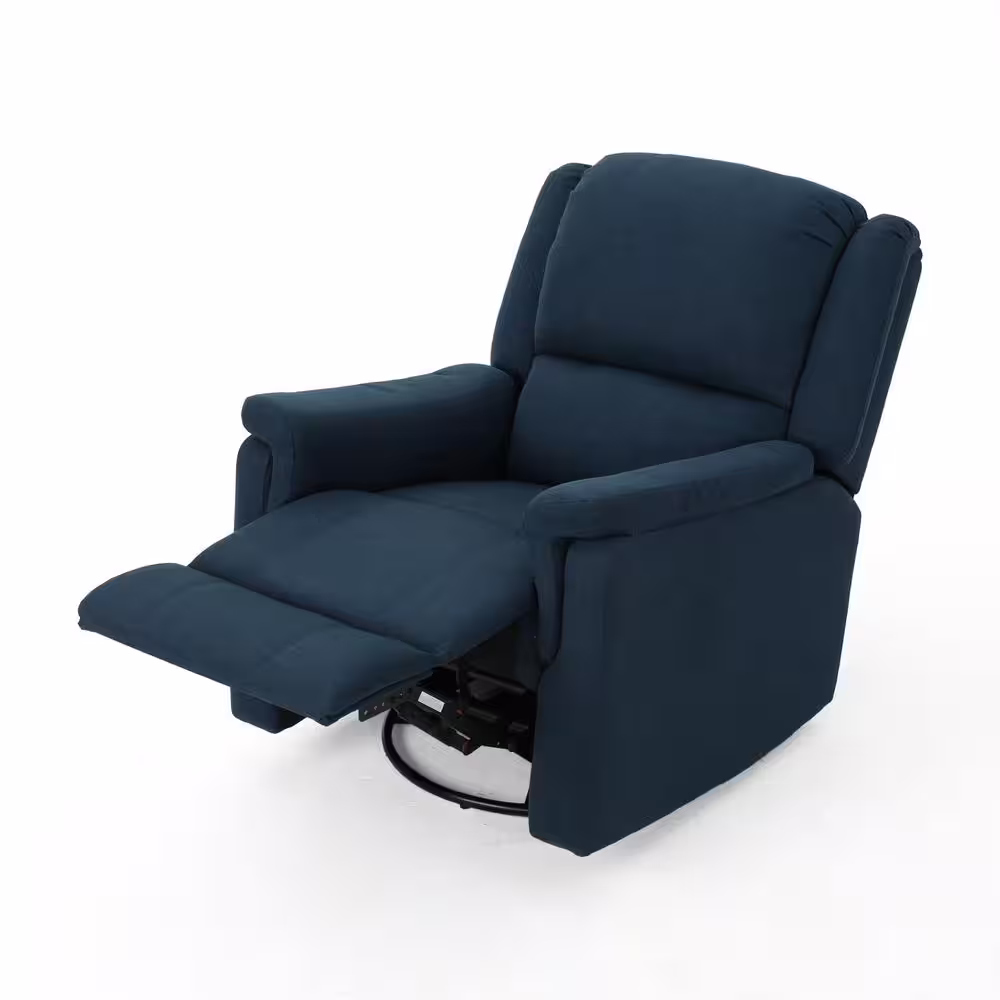 None Jennette Navy Blue Tufted Recliner