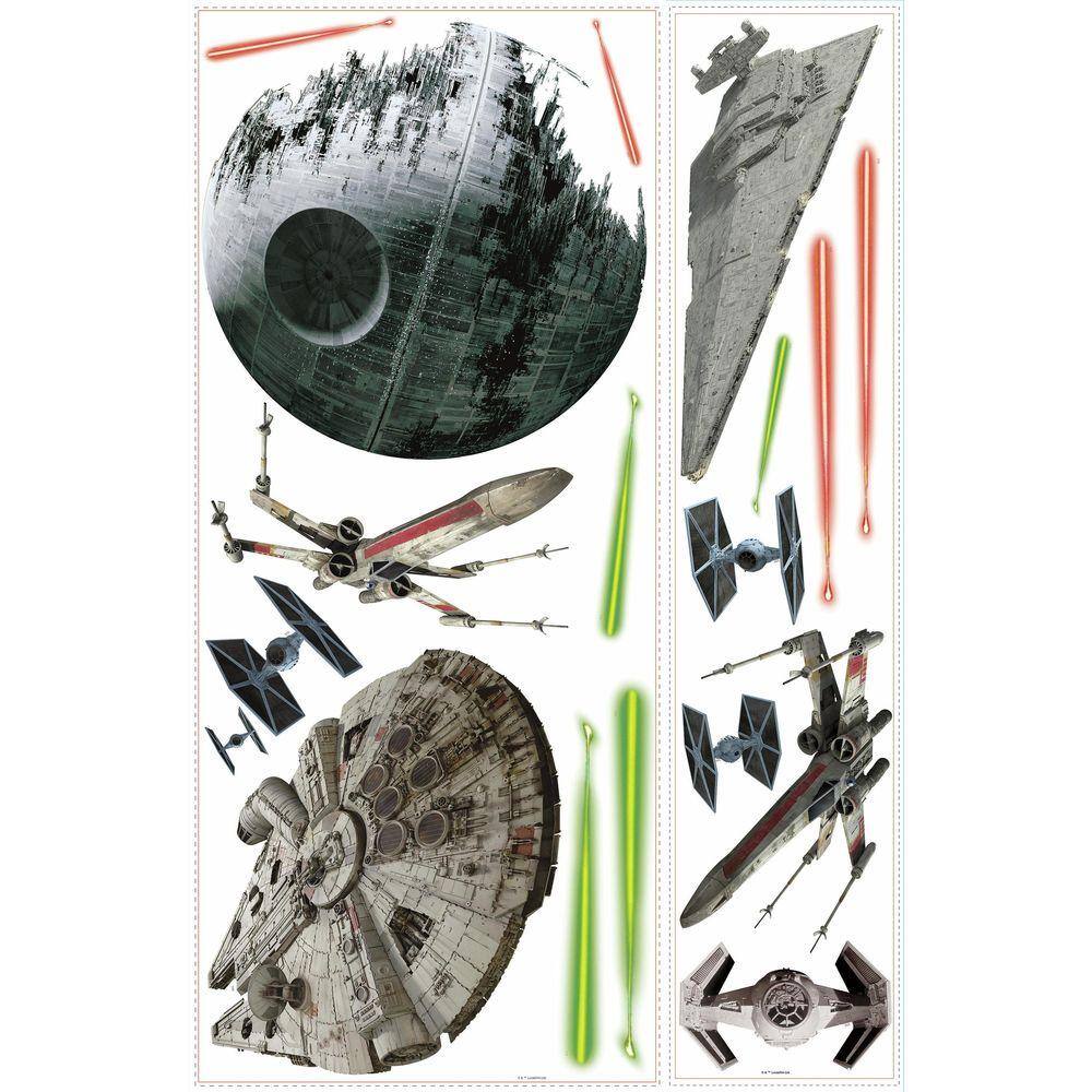 RoomMates 5 in. W x 19 in. H Star Wars Classic Ships 17-Piece Peel and Stick Giant Wall Decal