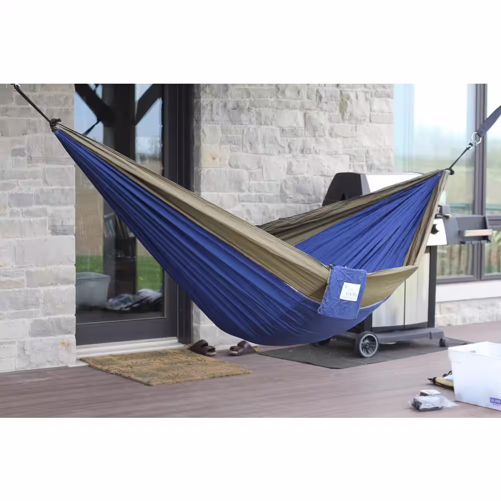 Vivere 10 ft. Parachute Double Hammock in Navy/Olive