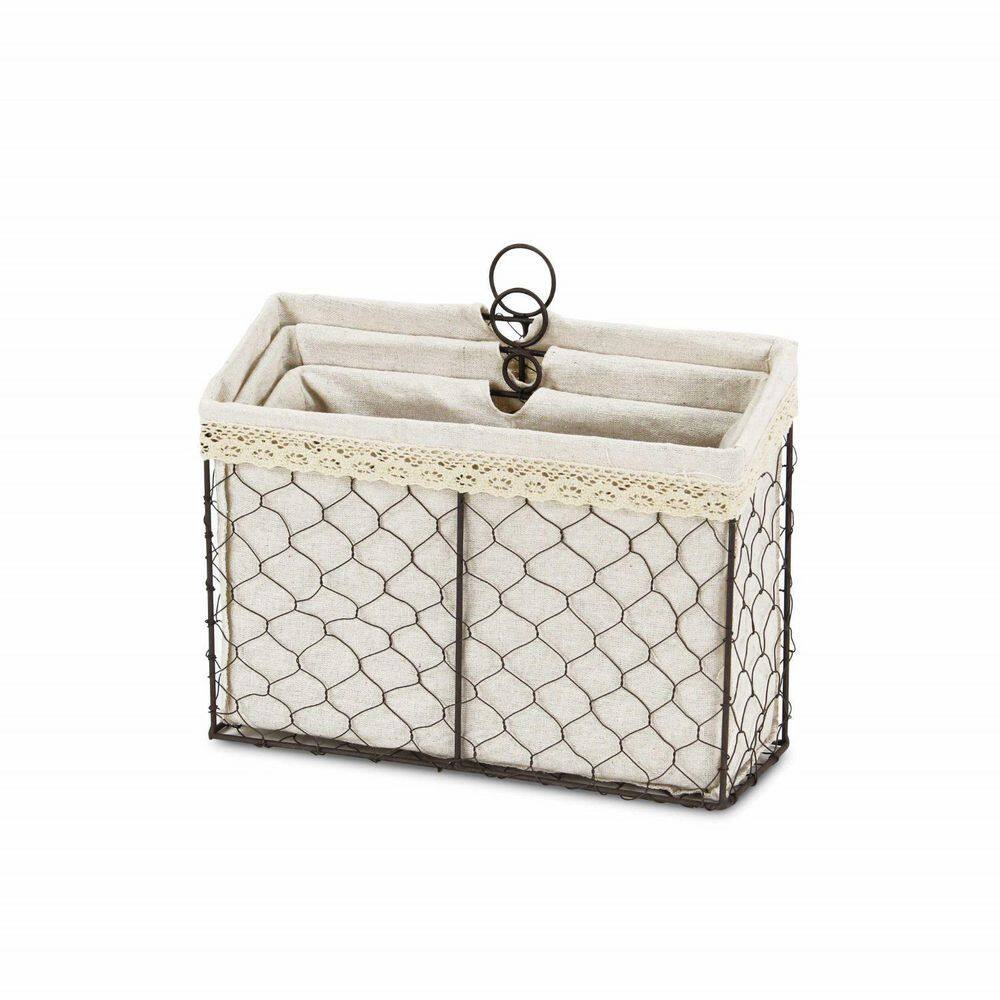 HomeRoots Victoria 9.5 in. H x 12.5 in. W x 4.5 in. H Brown Metal Cube Storage Bin 3-Pack