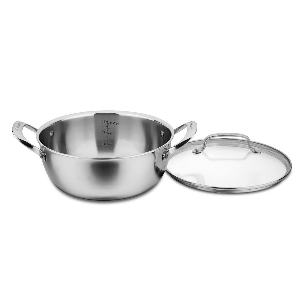 Cuisinart Classic 4 qt. Tri-Ply Stainless Steel Dutch Oven with Glass Lid