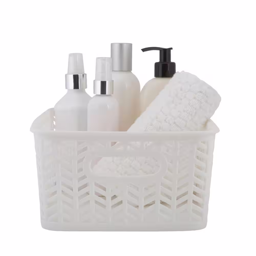 Simplify 4 in. H x 8 in. W x 10 in. D White Plastic Cube Storage Bin