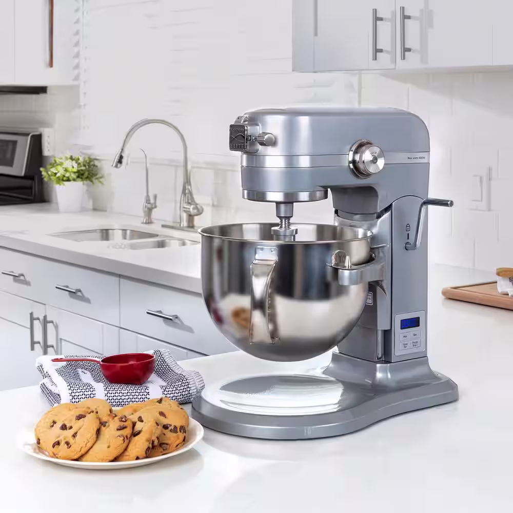 KENMORE Kenmore Elite Heavy-Duty 6 Qt Bowl-Lift Stand Mixer 600W, with Beater, Whisk, Dough Hook, Grey