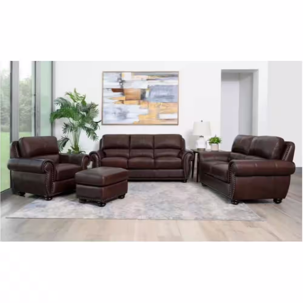 DEVON & CLAIRE Caden Leather Ottoman