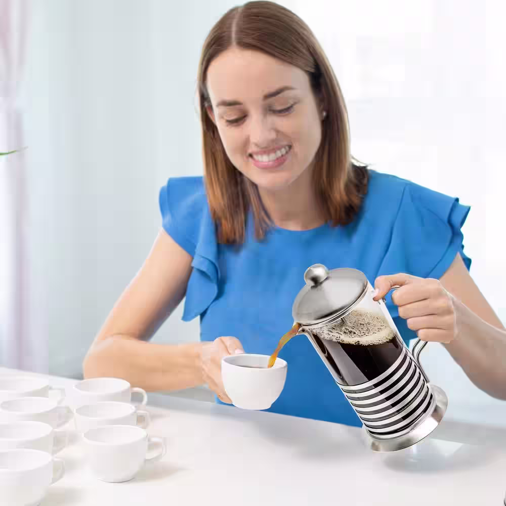 OVENTE 4.5 Cup Stainless Steel French Press Cafetiere Coffee and Tea Maker with 4-Level Mesh Filter