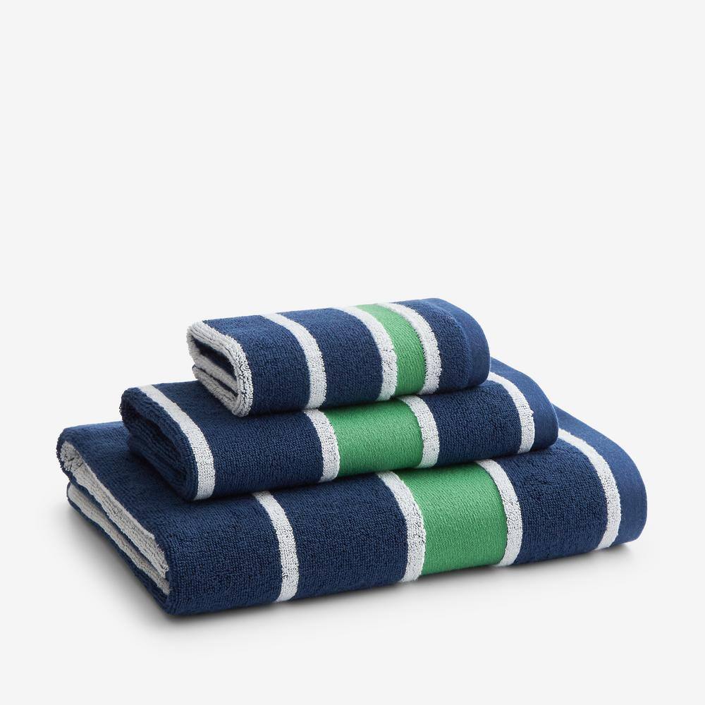 The Company Store Company Kids Rugby Stripe Navy Multi Cotton Square Wash Cloth Set (Set of 2)