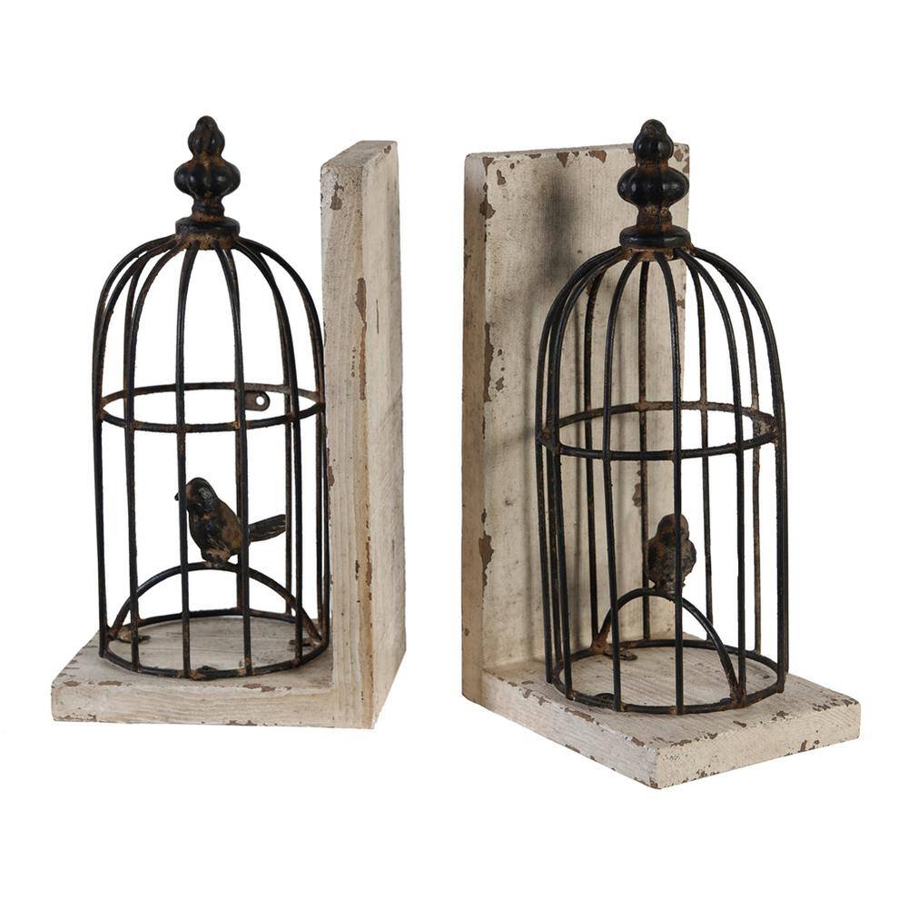A & B Home Birdcage Natural Wood Animals Bookends (Set of 2)