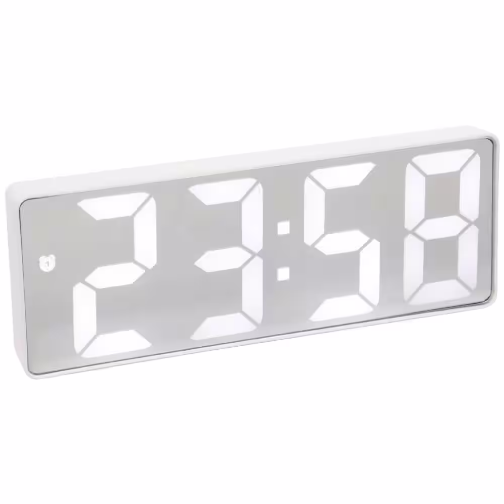 Infinity Instruments White Digital Tabletop Clock - 6.25 in. W x 2.25 in. H
