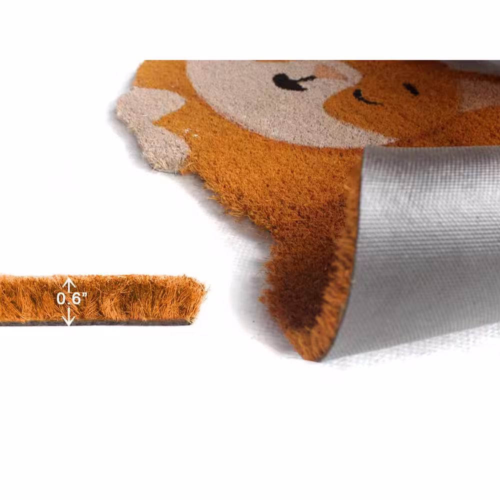 RugSmith Orange Sleeping Cat Shaped Multi 30in. x 16in. Door Mat