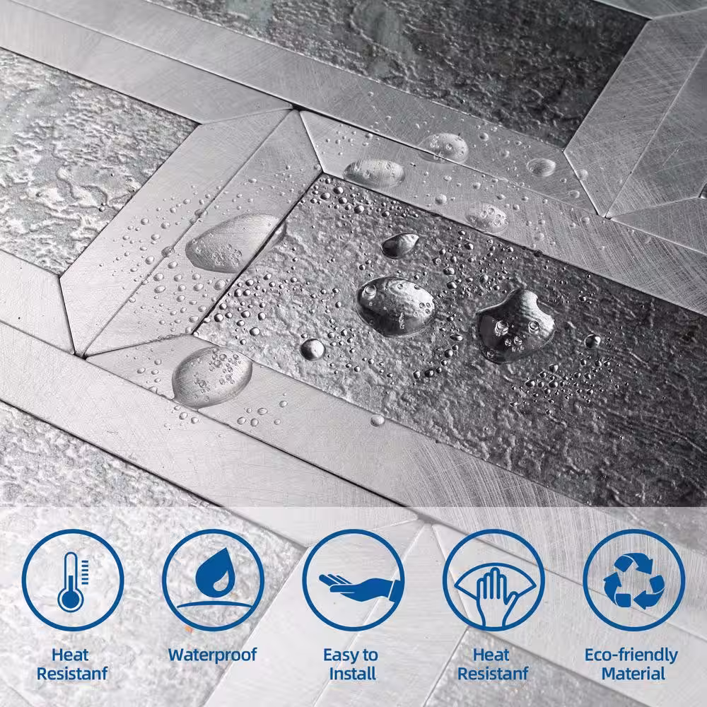 None Marble Grey Short Grain Brushed Copper 10.24 in. x 10.24 in. Metal Peel and Stick Tile (3.65 sq. ft./pack)