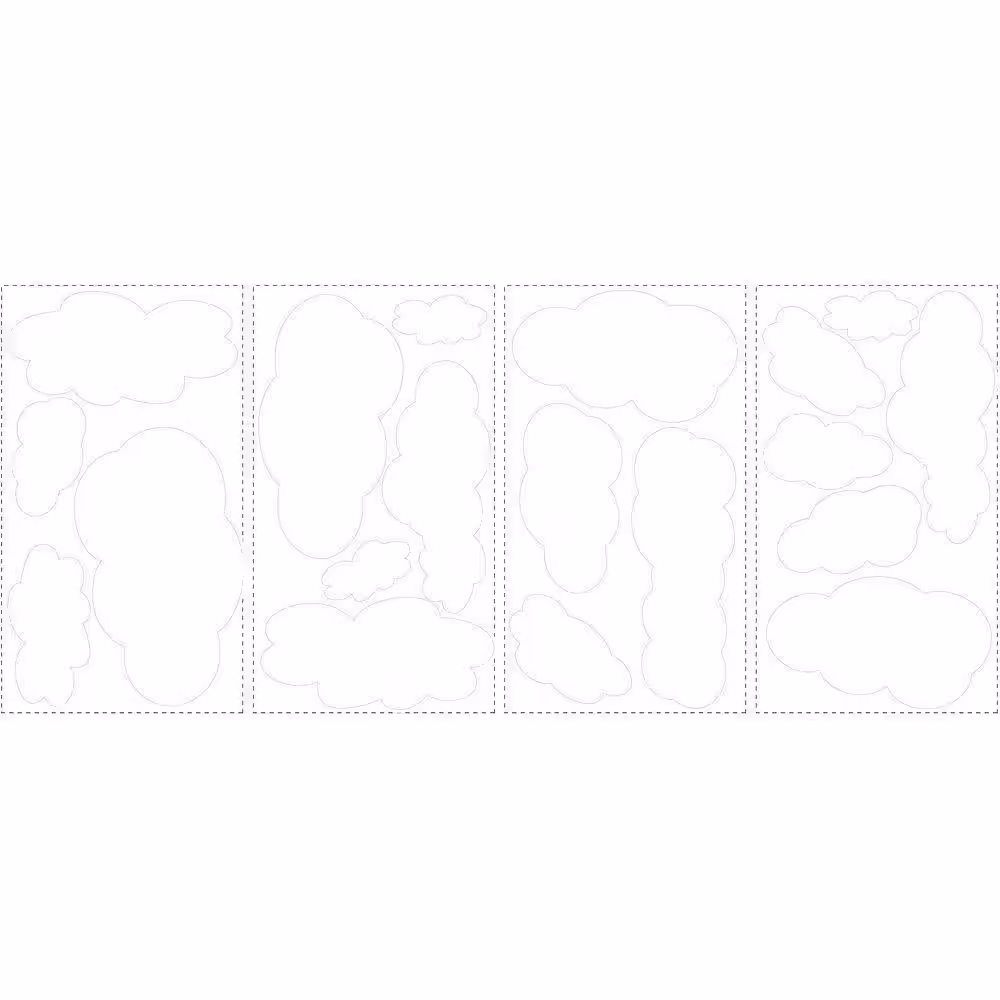 RoomMates 10 in. x 18 in. Clouds (White Bkgnd) 19-Piece Peel and Stick Wall Decals