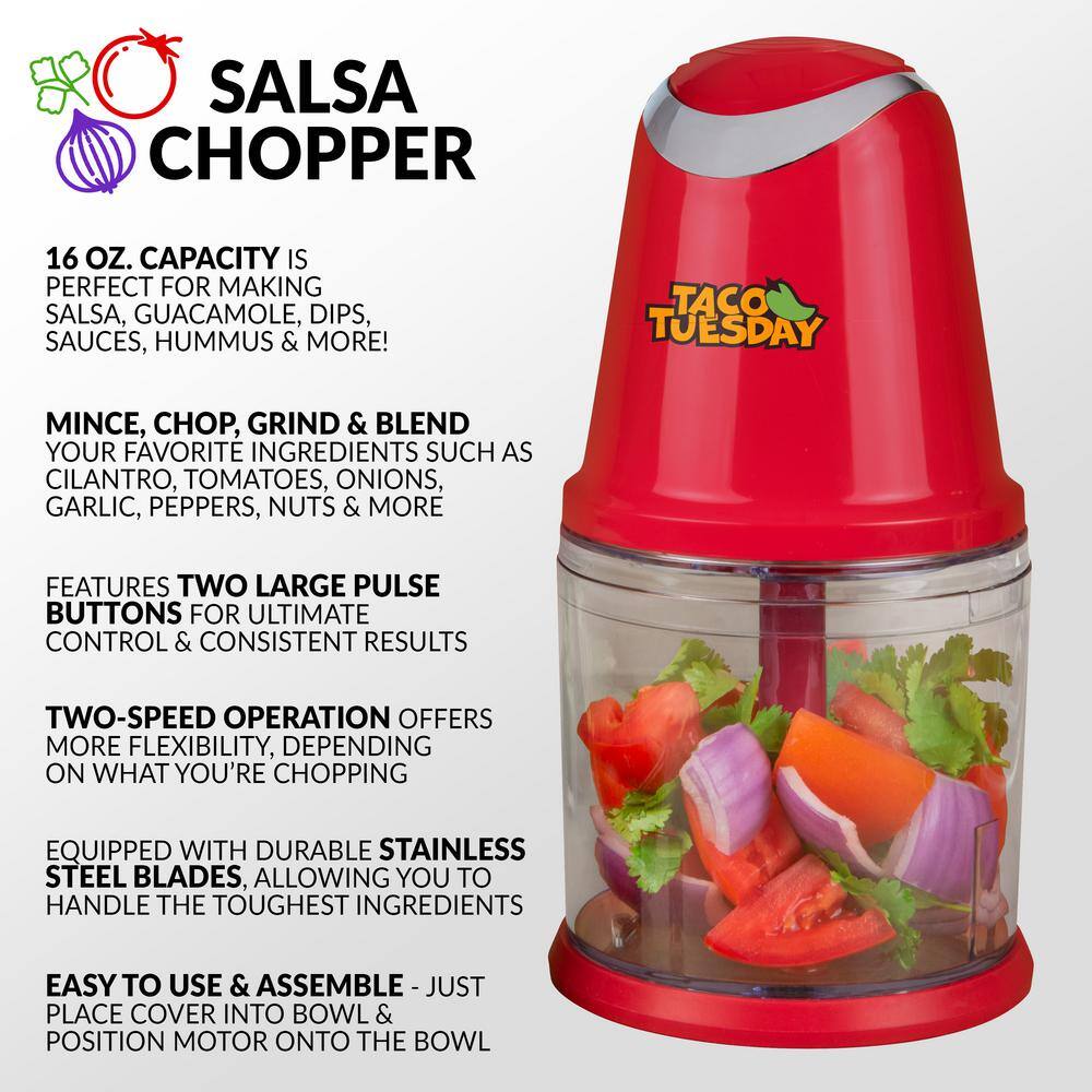 TACO TUESDAY 1400 W Red Salsa and Guacamole Chopper and Slicer