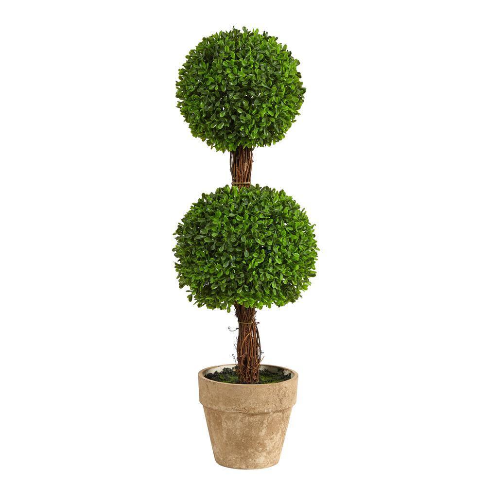 Nearly Natural 2.5 ft. Artificial Boxwood Double Ball Topiary Tree (Indoor/Outdoor)
