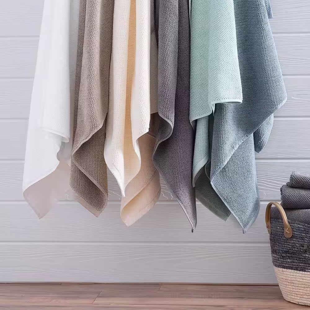 None 6 Piece Gray Popcorn Cotton Bath Towel Set (2 Bath Towels, 2 Hand Towels and 2 Washcloths)