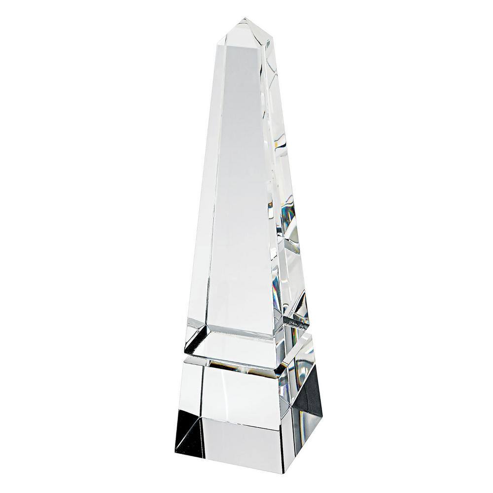 HomeRoots 12 in. Clear Hand Crafted Crystal Obelisk