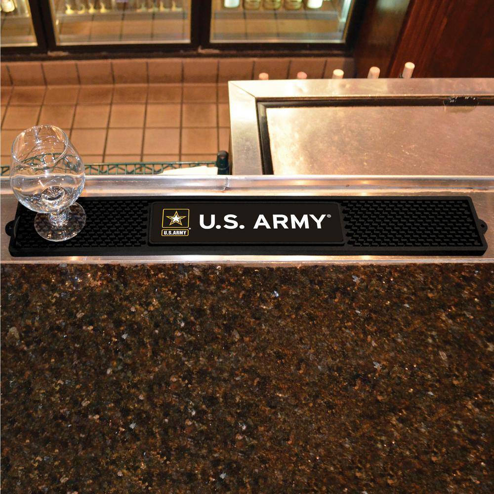 FANMATS U.S. 3.25 in. x 24 in. Black Army Drink Mat