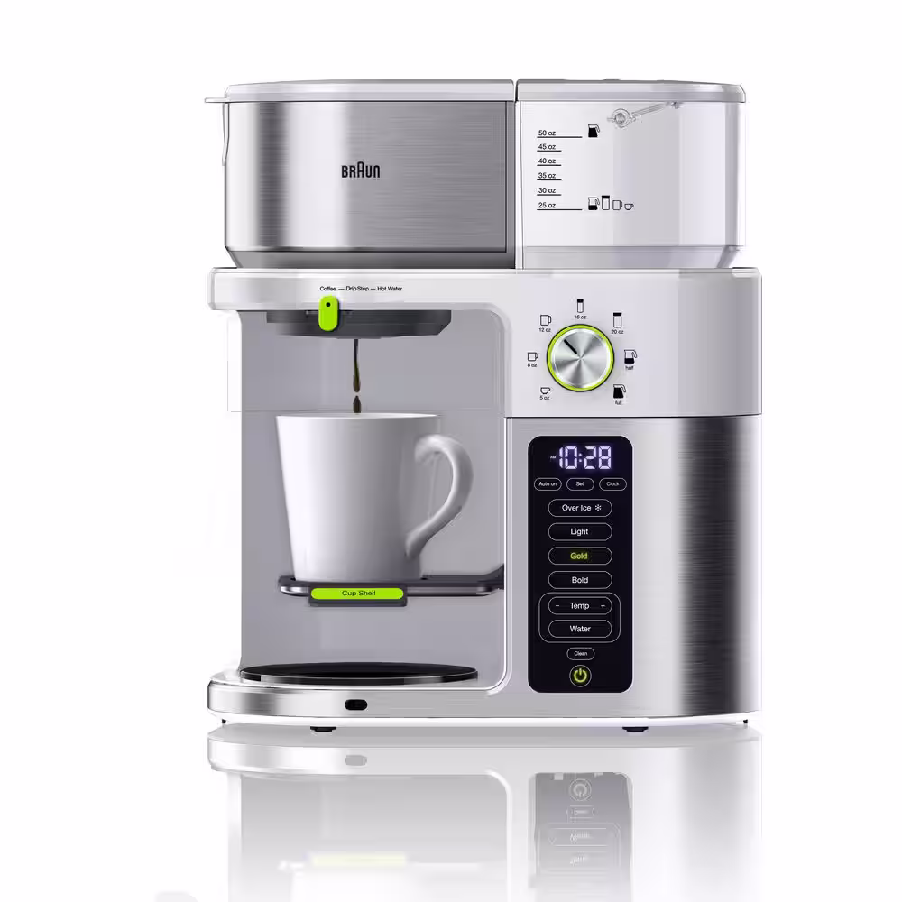 Braun 10-Cup White Drip Coffee Maker MultiServe