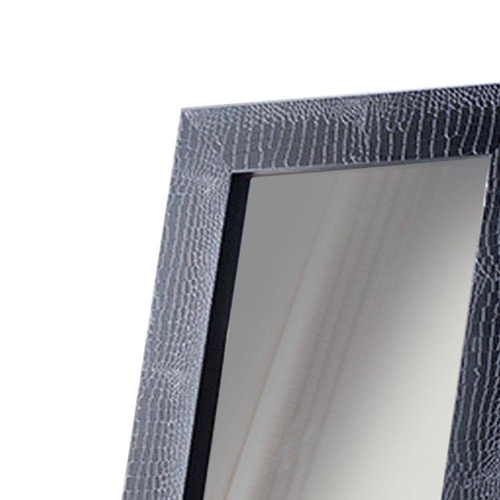 Benjara 24 in. W x 72 in. H Black Faux Croc Wood Border Floor Full Length Accent Mirror