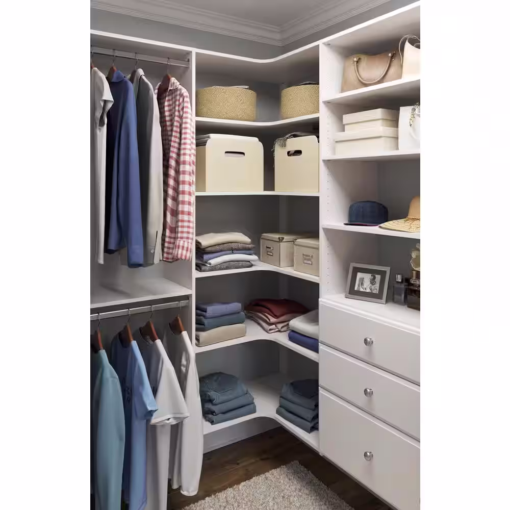 Closet Evolution 30.5 in. W Harvest Grain Corner Unit 6-Shelf Wood Closet System