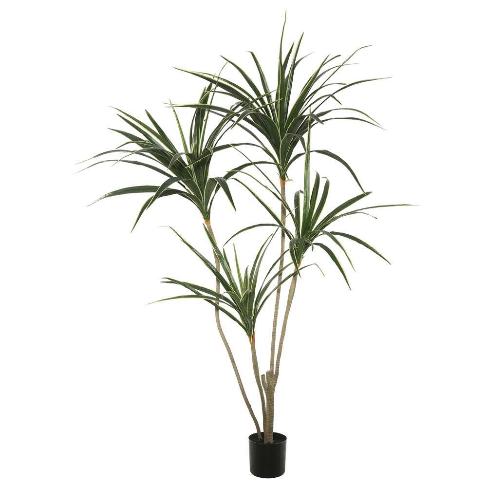 Vickerman 4.5 in. Artificial Yellow Edge Yucca with Pot Green and Yellow