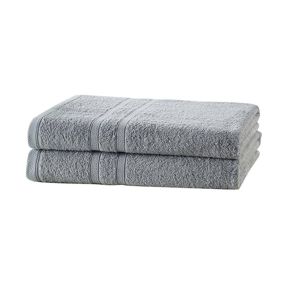 Clorox Bleach Friendly 100% Cotton Quick Dry 2-Bath, 2-Hand, 2-Washcloth 6-Piece Towel Set, Light Grey