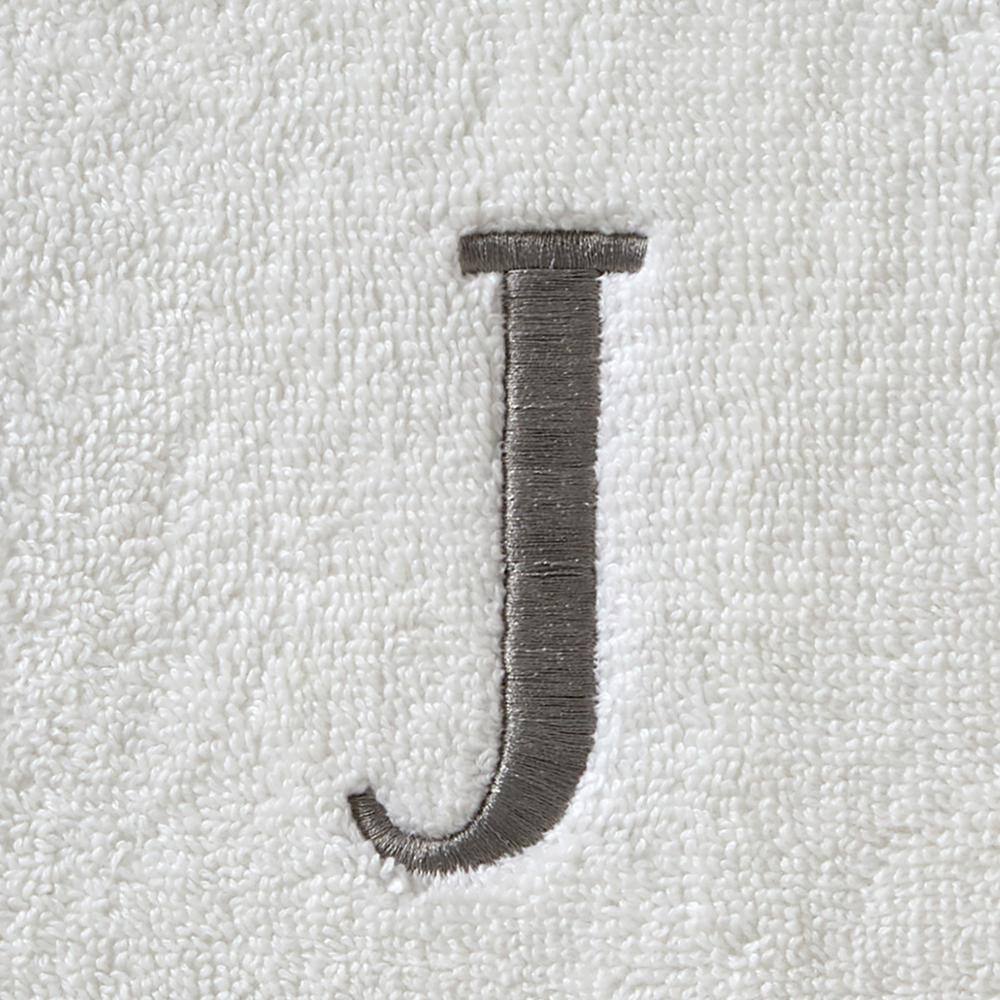 SKL Home Casual Monogram Letter J Hand Towel 2 piece set, white, cotton