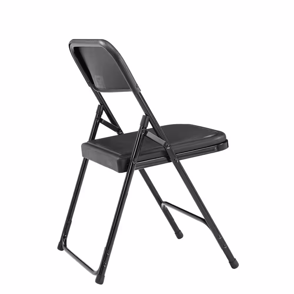 National Public Seating Black Plastic Seat Stackable Outdoor Safe Folding Chair (Set of 4)